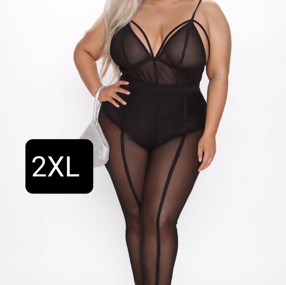 NEW Black Mesh Leggings 2XL